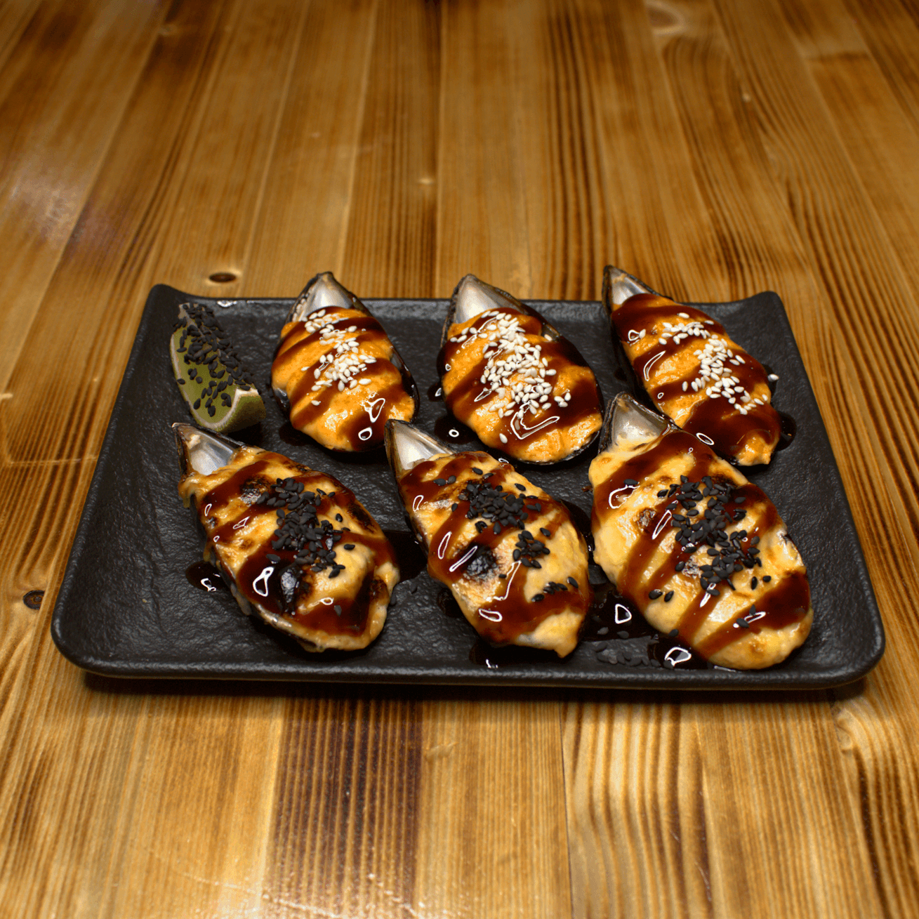 Запеченные мидии киви микс